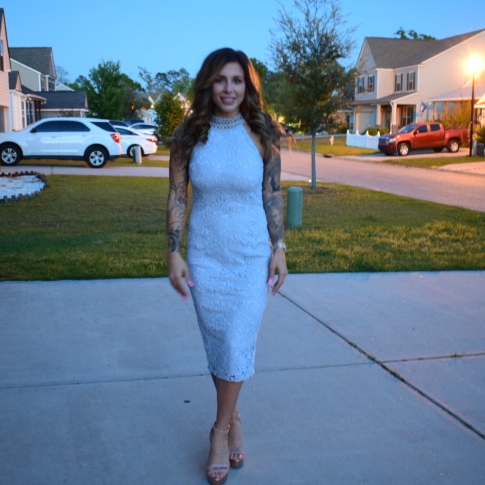 Sky blue overlaced dress